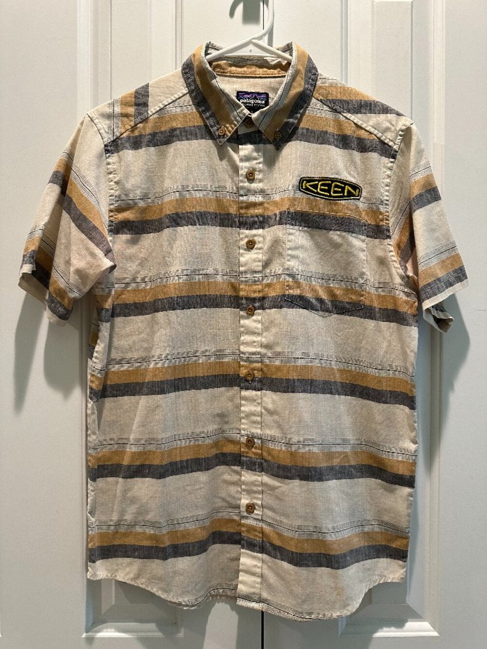 Patagonia Men's Lightweight Bluffside Shirt KEEN Logo Striped Size S Small